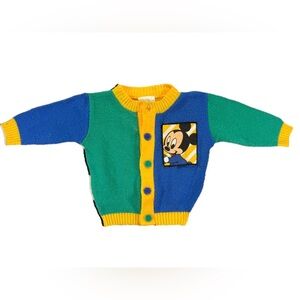 Vintage Baby Mickey Collection Mickey Mouse Cardigan Sweater 9 Months Colorblock